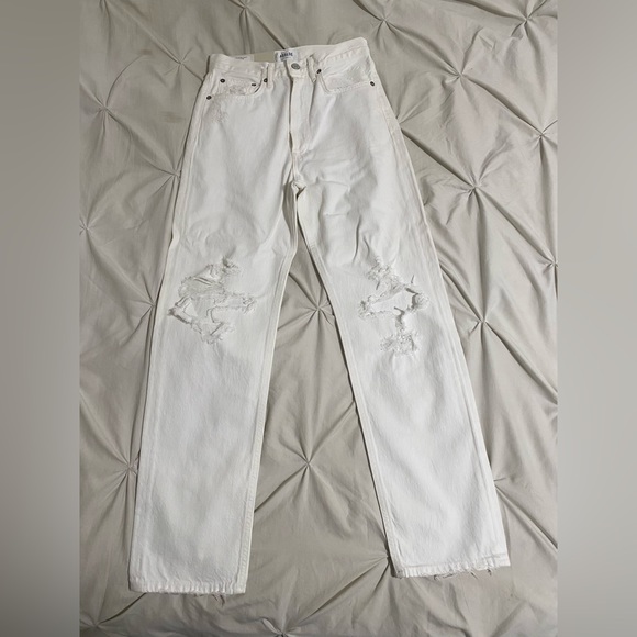 NWT Agolde White 90s mid rise loose fit jeans denim 24 - Picture 6 of 9